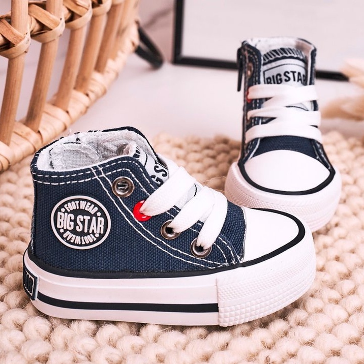 Adidași înalți pentru copii Cu fermoar Big Star HH374189 Blue Navy albastru albastru 1