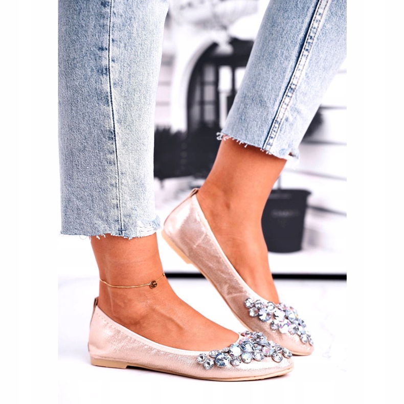 SEA Balerini pentru femei cu pietre de cristal aurii de aur 4