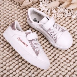 Apawwa Adidași pentru copii cu brocart alb Camila 1 Apawwa Adidași pentru copii cu brocart alb Camila 1