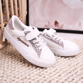 Apawwa Adidași pentru copii cu brocart alb Camila 2 Apawwa Adidași pentru copii cu brocart alb Camila 2