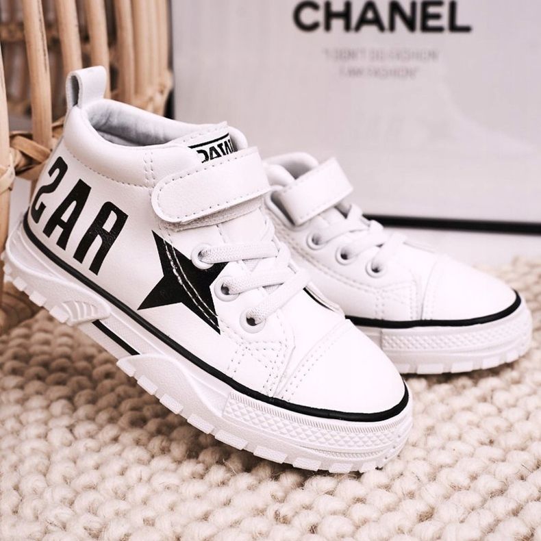 Apawwa Adidași înalți pentru copii cu velcro alb strălucitor 2 Apawwa Adidași înalți pentru copii cu velcro alb strălucitor 2