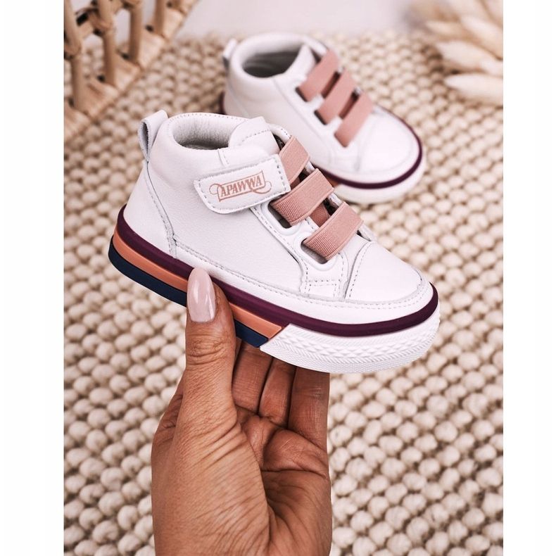 Apawwa Adidași pentru copii cu vârf alb și roz Baxter [„alb”, „roz”] 2