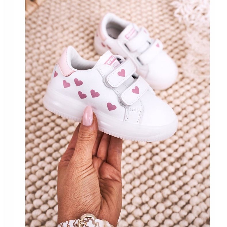 Apawwa Încălțăminte sport pentru copii, cu talpă iluminată, led alb-roz 2