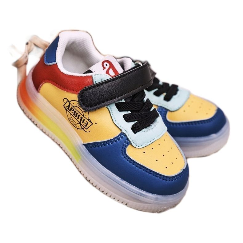 Apawwa Încălțăminte sport pentru copii, cu talpă cu lumină LED, scuter multicolor albastru galben 1