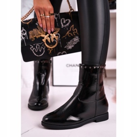 J.STAR But Cizme de damă negre cu lac cald, cu jeturi, Performance negru 2