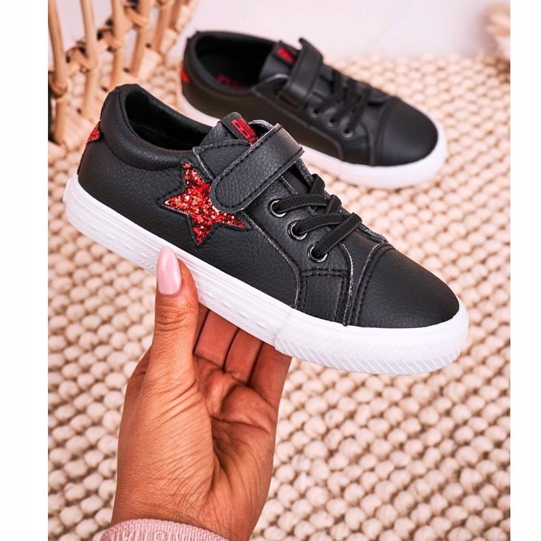 Adidași din piele pentru copii cu stea Big Star DD374105 negru 1