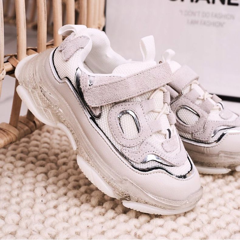 Apawwa Încălțăminte sport pentru copii Adidași cu talpă transparentă alb Bailey 1