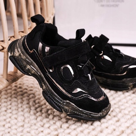 Apawwa Încălțăminte sport pentru copii Adidași cu talpă transparentă Negru Bailey 1