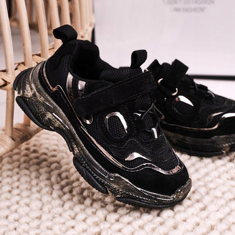 Apawwa Încălțăminte sport pentru copii Adidași cu talpă transparentă Negru Bailey 1