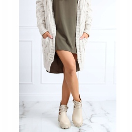 Cizme tăiate cu știfturi bej NC1127 Bej 2