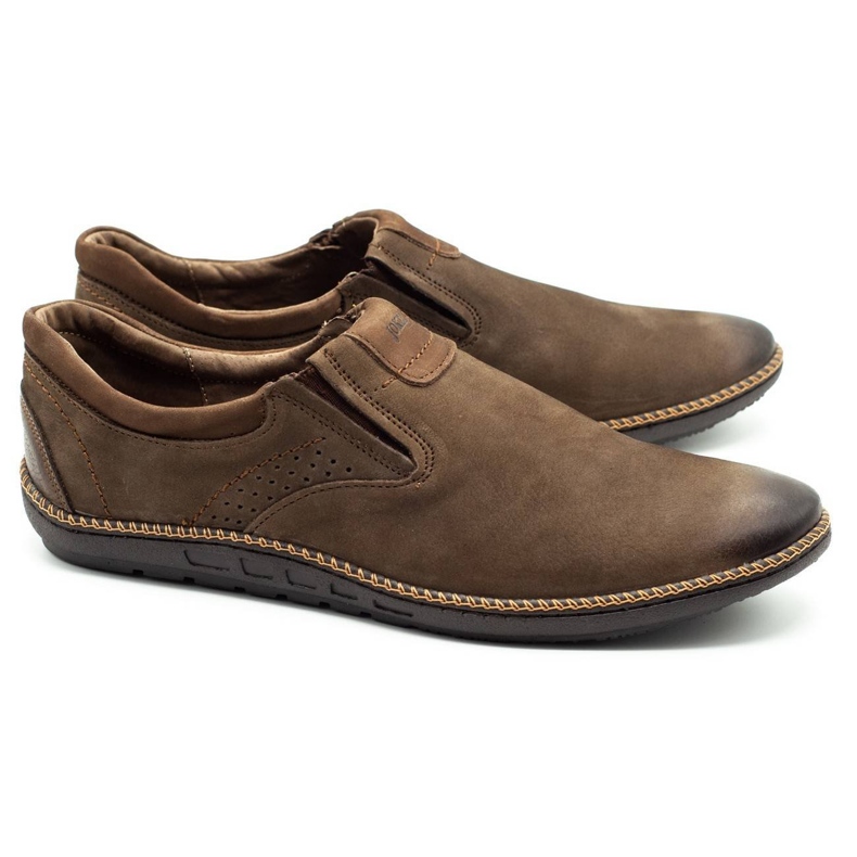 Joker Încălțăminte pentru bărbați, mocasini din piele 937 olive maro 1