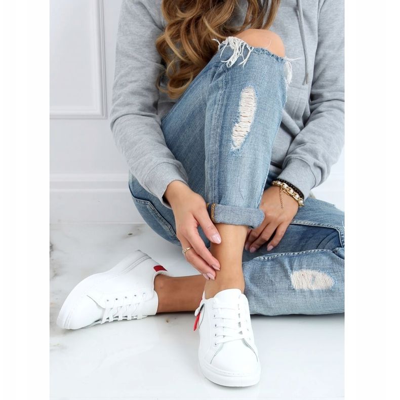 Adidași pentru femei alb și roșu LA132P Roșu 2