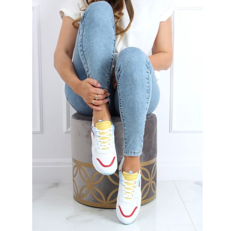 Pantofi sport multicolori C915 ALB / ALBASTRU / GALBEN 1