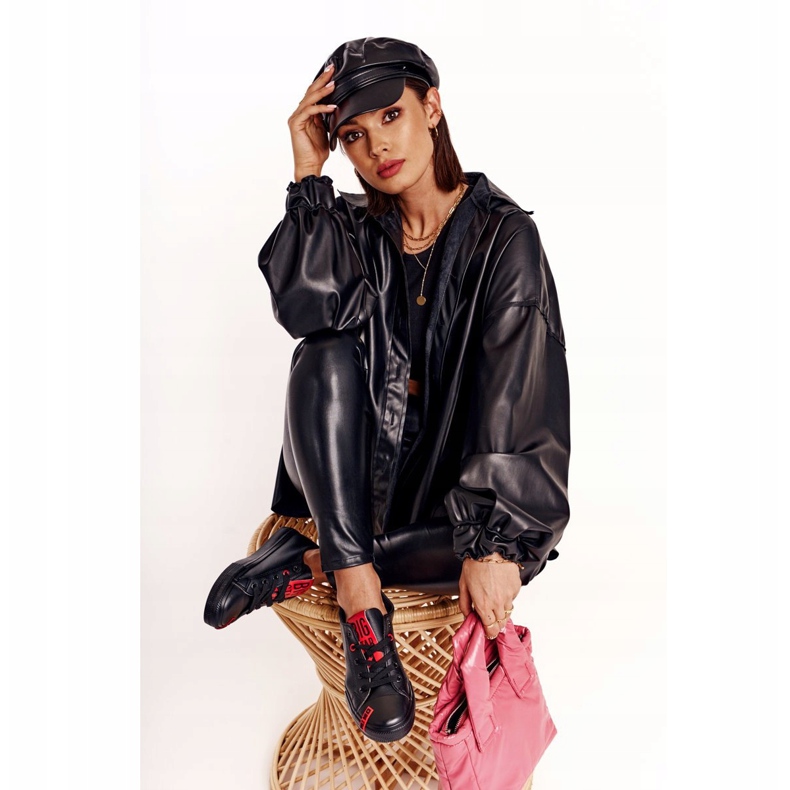 Adidași din piele pentru femei Big Star EE274303 Negru 2