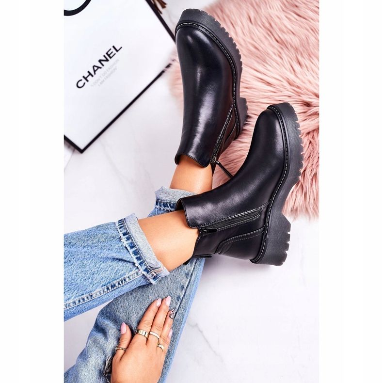 J.STAR But Cizme calde pentru femei pe o talpă de cauciuc Black Moon Walk negru 3