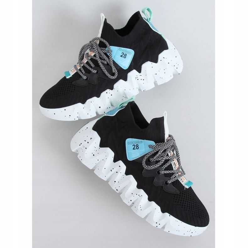 Negru NB387 Pantofi sport negri cu talpă înaltă 1