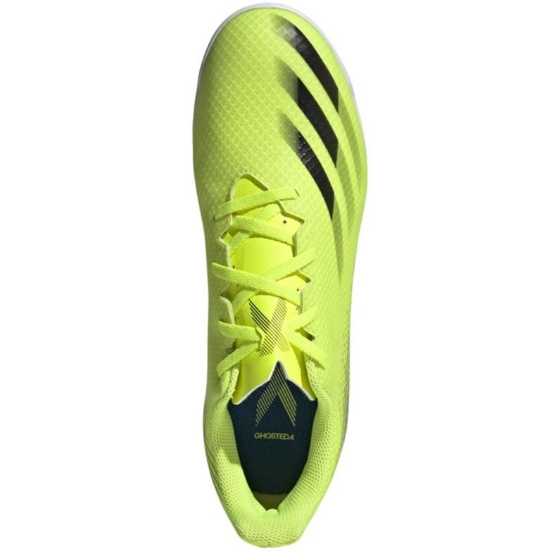 Ghete de fotbal Adidas X Ghosted.4 In M FW6906 alb, galben neon verde 2