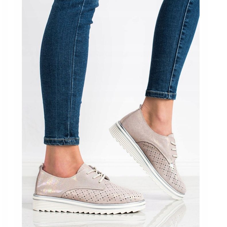 Kylie Pantofi din piele pe platformă bej 2