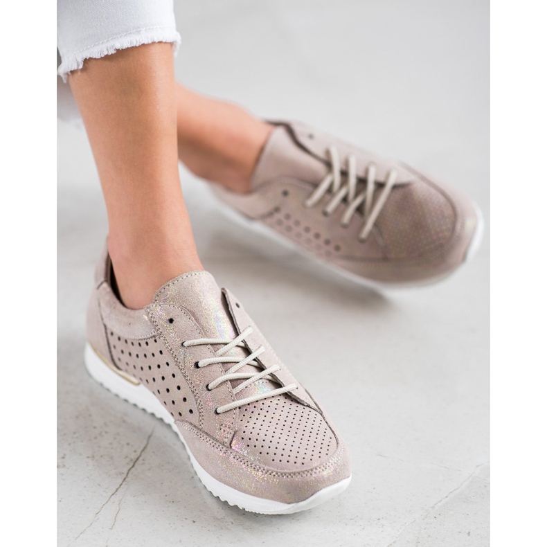 Kylie Încălțăminte din piele ajurată bej de aur 1