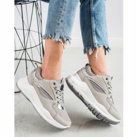 Ideal Shoes Adidași sport cu stil bej gri 1