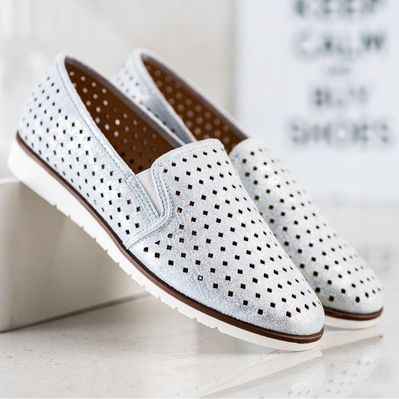 Kylie Slipons ajurati stralucitori argint 1