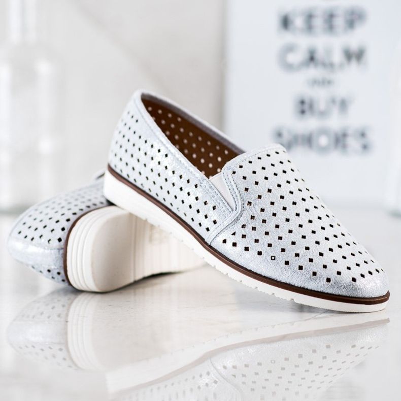 Kylie Slipons ajurati stralucitori argint 2