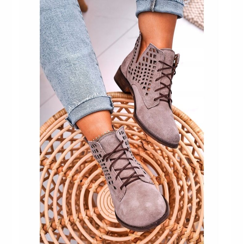 Nicole Cizme de damă din piele de căprioară cu capuchino Susannah maro 1