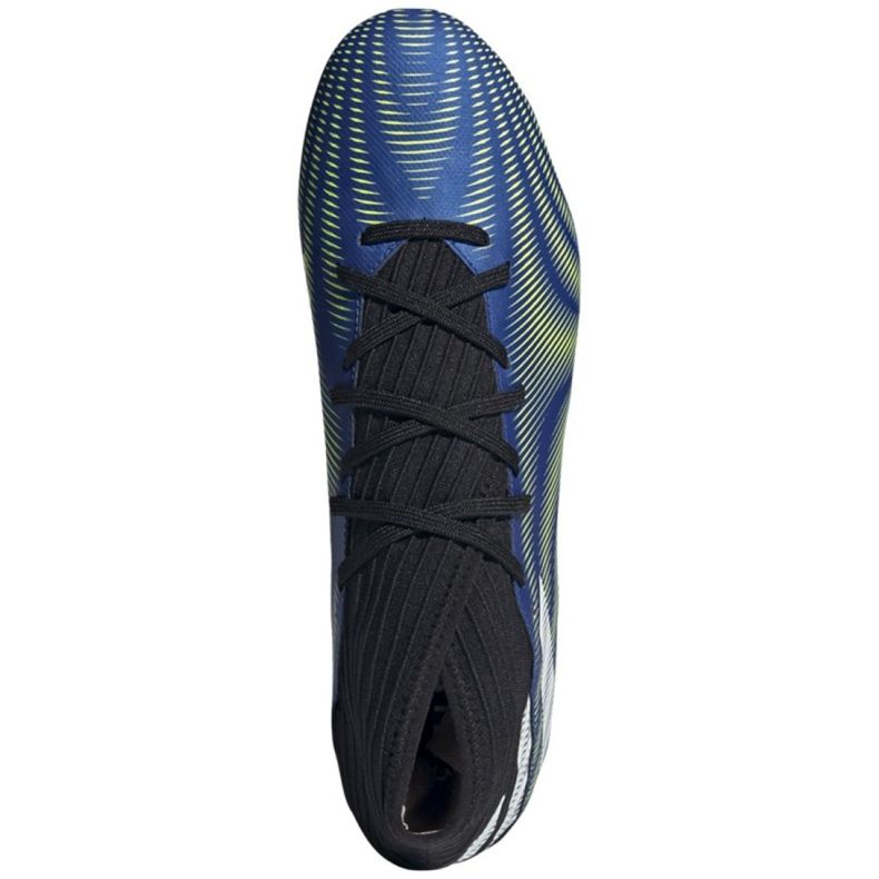 Ghete de fotbal Adidas Nemeziz.3 Fg M FW7349 alb, negru, albastru, galben albastru 2