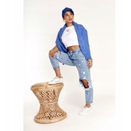 Adidași din piele pentru dama Big Star BB274211 Alb și bleumarin 2