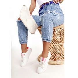 Adidași din piele pentru femei Big Star BB274210 Alb și roșu 1