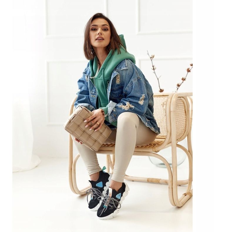 PS1 Șosete sport pentru femei Black Fashion Pioneer negru albastru 1