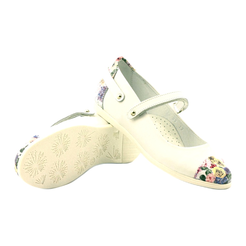 Balerine din piele pentru fete cu flori albe Bartek 3