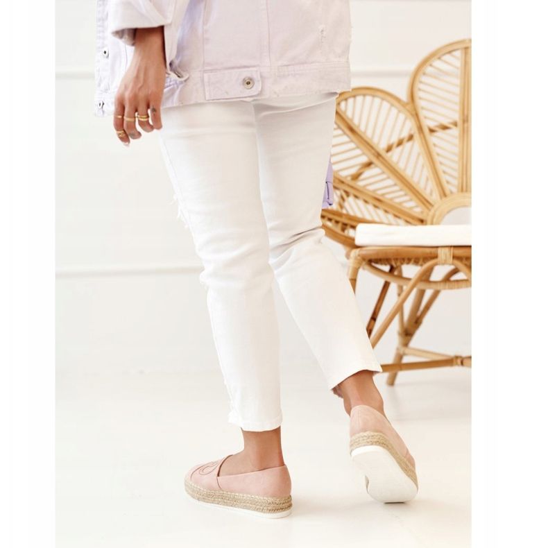 PS1 Espadrile pentru femei pe o platformă de paie Roz Febi 2