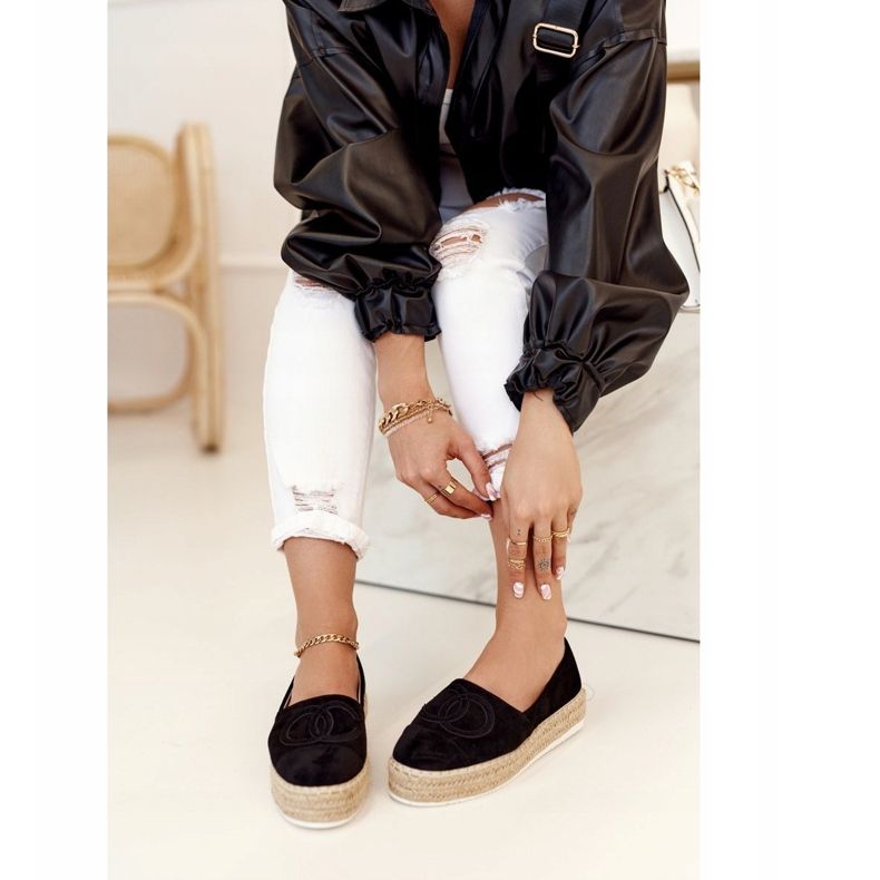 PS1 Espadrile pentru femei pe platformă de paie Febi negru 1 PS1 Espadrile pentru femei pe platformă de paie Febi negru 1