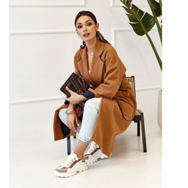 Adidași de damă pe o talpă masivă Daydreamer alb bej maro de aur 1