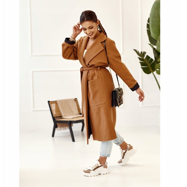 Adidași de damă pe o talpă masivă Daydreamer alb bej maro de aur 2