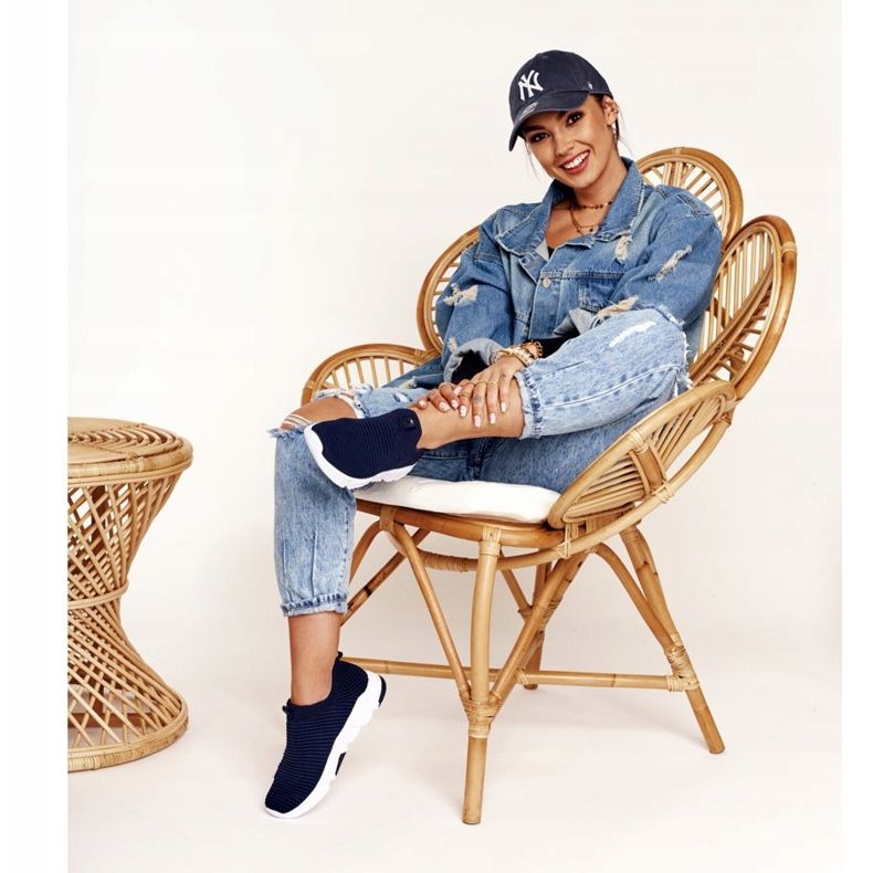 Încălțăminte sport de damă Slip-on Big Star DD274464 Blue Navy albastru 1