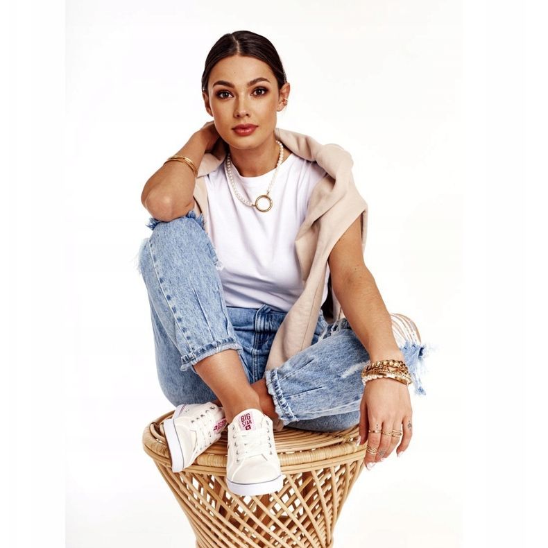 Adidași de damă Big Star DD274892 Alb-Roșu roşu 2