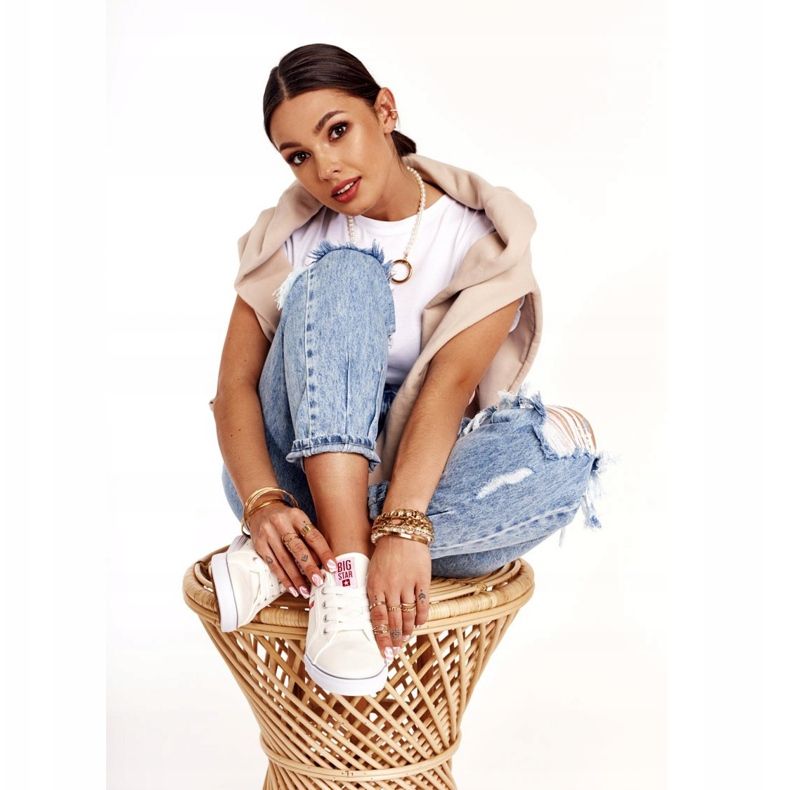 Adidași de damă Big Star DD274892 Alb-Roșu roşu 1