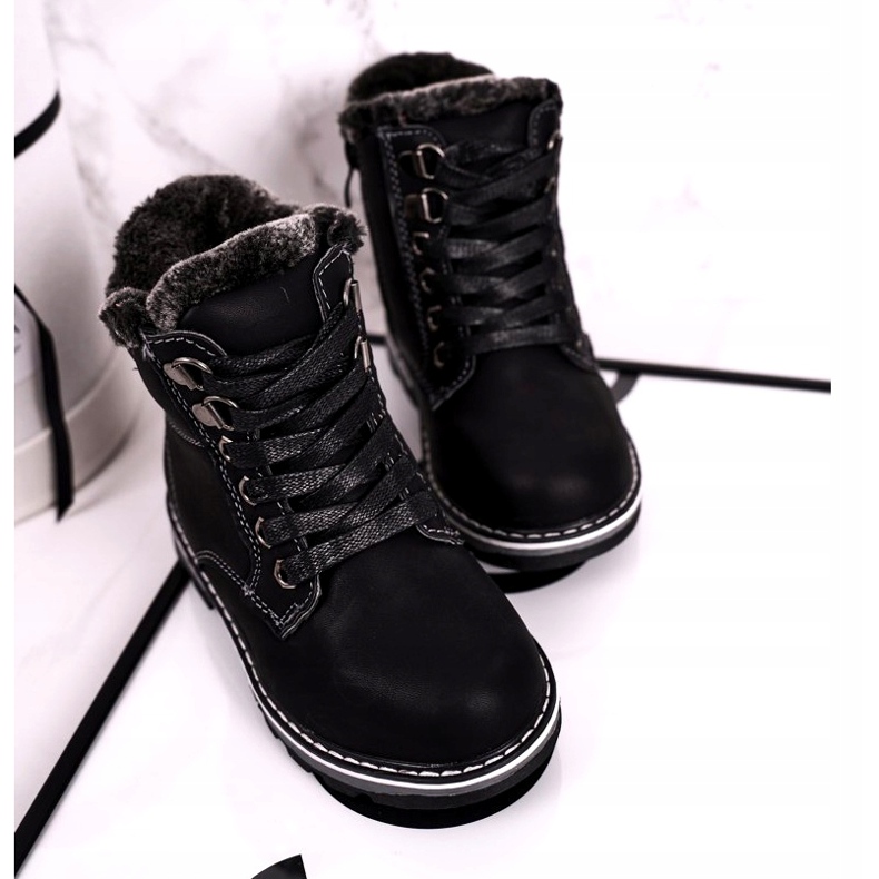 Trappers pentru copii izolate cu blană Black Luke negru 2