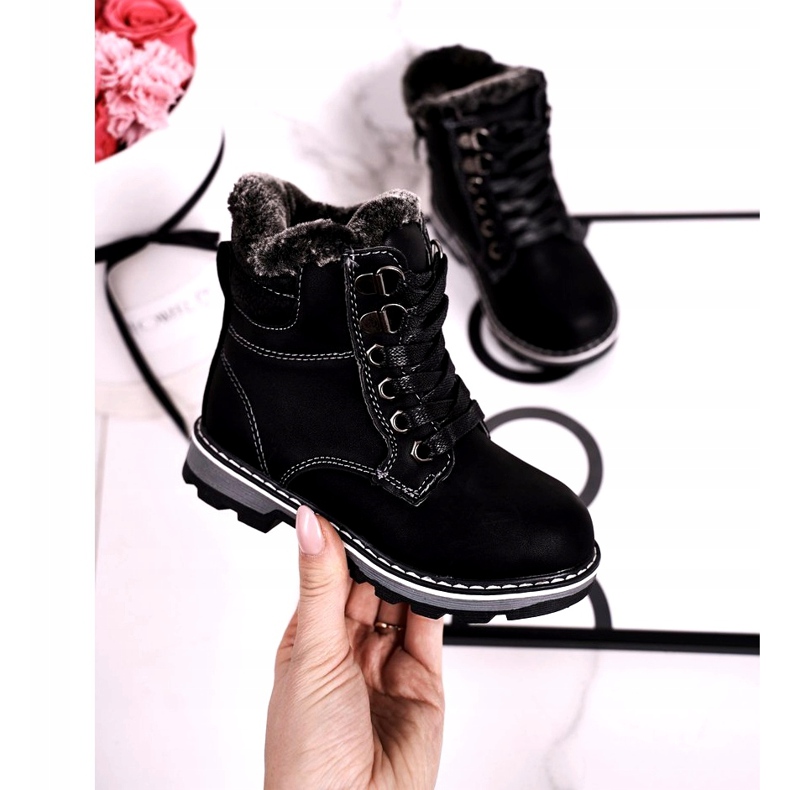 Trappers pentru copii izolate cu blană Black Luke negru 3