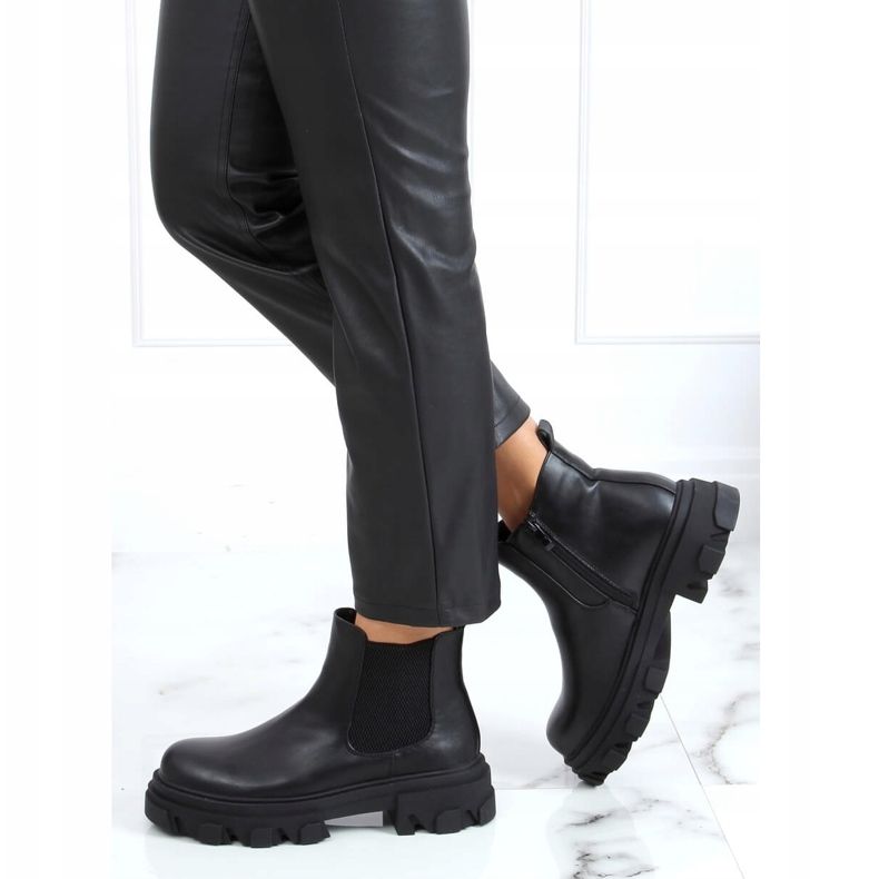 Ghete Chelsea negre cu talpă înaltă negru 888-52 Negru 2