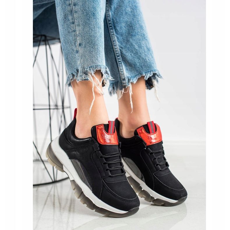 SHELOVET Adidași din piele ecologică neagră negru 1