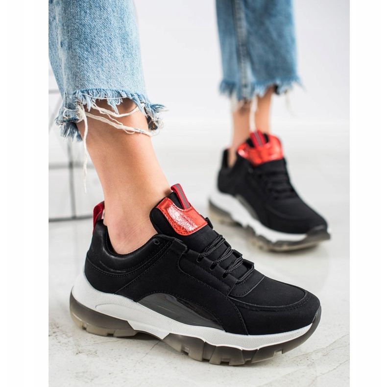 SHELOVET Adidași din piele ecologică neagră negru 2