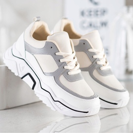 SHELOVET Adidași sport confortabili alb maro 2