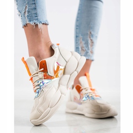Bestelle Adidași pe platforma modei bej portocale argint 2