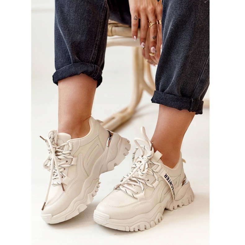 PS1 Adidași de damă pe o talpă masivă bej gros 2