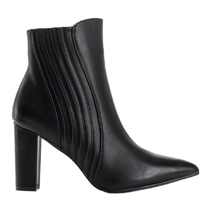 Cizme negre din piele ecologică pe stâlpul T2122 negru 1 Cizme negre din piele ecologică pe stâlpul T2122 negru 1