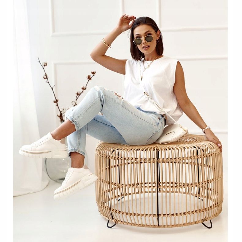 PS1 Adidași de damă pe platformă Riri alb și bej 2