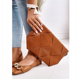PS1 Elegante balerini matlasate cu lanț Coco Camel maro 4